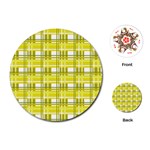 Yellow plaid pattern Playing Cards (Round) 