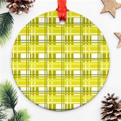 Yellow plaid pattern Round Ornament (Two Sides)  from ArtsNow.com Front