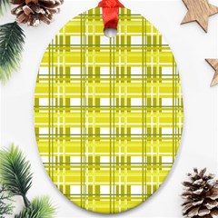 Yellow plaid pattern Oval Ornament (Two Sides) from ArtsNow.com Front