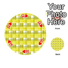 Yellow plaid pattern Playing Cards 54 (Round)  from ArtsNow.com Front - Heart10