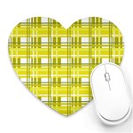 Yellow plaid pattern Heart Mousepads