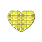 Yellow plaid pattern Rubber Coaster (Heart) 