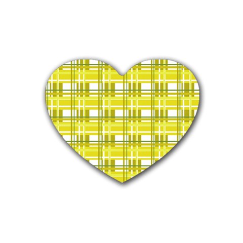 Yellow plaid pattern Heart Coaster (4 pack)  from ArtsNow.com Front