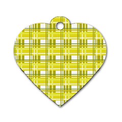 Yellow plaid pattern Dog Tag Heart (Two Sides) from ArtsNow.com Front