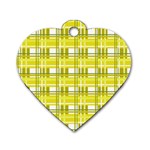 Yellow plaid pattern Dog Tag Heart (Two Sides)