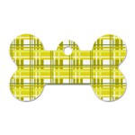 Yellow plaid pattern Dog Tag Bone (One Side)