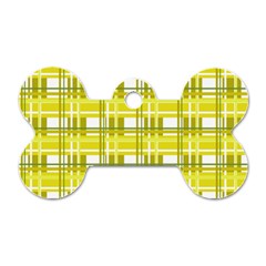 Yellow plaid pattern Dog Tag Bone (Two Sides) from ArtsNow.com Front