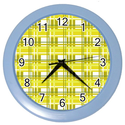Yellow plaid pattern Color Wall Clocks from ArtsNow.com Front