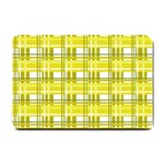 Yellow plaid pattern Small Doormat 