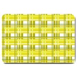 Yellow plaid pattern Large Doormat 