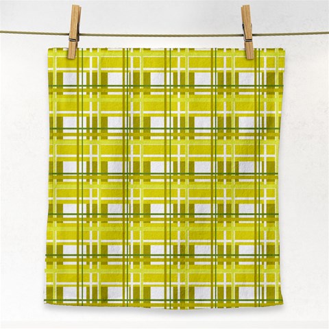 Yellow plaid pattern Face Towel from ArtsNow.com Front