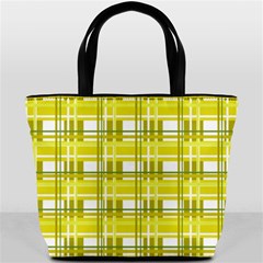 Yellow plaid pattern Bucket Bags from ArtsNow.com Front