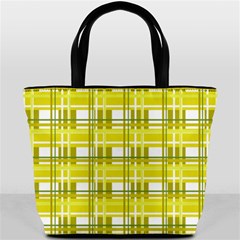 Yellow plaid pattern Bucket Bags from ArtsNow.com Front