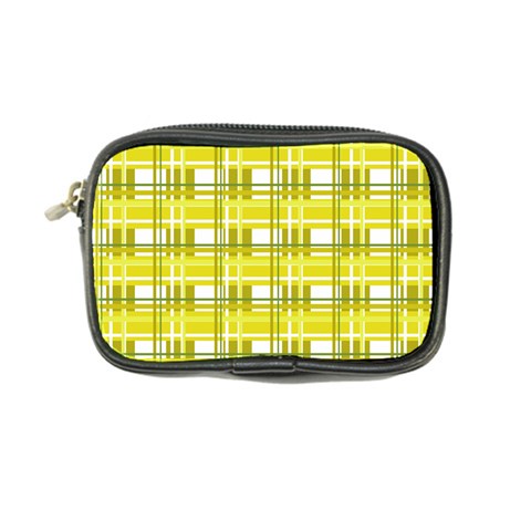 Yellow plaid pattern Coin Purse from ArtsNow.com Front