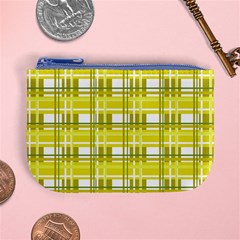 Yellow plaid pattern Mini Coin Purses from ArtsNow.com Front