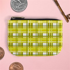 Yellow plaid pattern Mini Coin Purses from ArtsNow.com Front