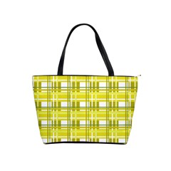 Yellow plaid pattern Shoulder Handbags from ArtsNow.com Front