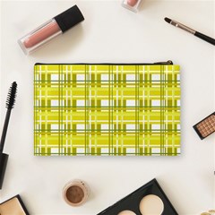 Yellow plaid pattern Cosmetic Bag (Medium)  from ArtsNow.com Back