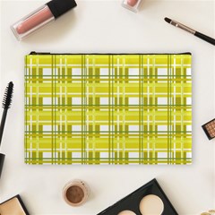 Yellow plaid pattern Cosmetic Bag (Large)  from ArtsNow.com Front