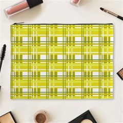 Yellow plaid pattern Cosmetic Bag (XL) from ArtsNow.com Front