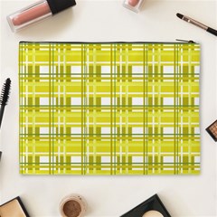 Yellow plaid pattern Cosmetic Bag (XL) from ArtsNow.com Back