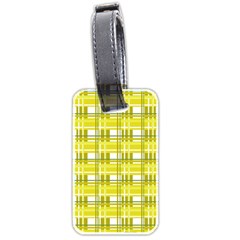 Yellow plaid pattern Luggage Tags (Two Sides) from ArtsNow.com Back