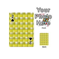 Yellow plaid pattern Playing Cards 54 (Mini)  from ArtsNow.com Front - Spade2