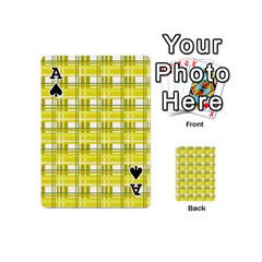 Ace Yellow plaid pattern Playing Cards 54 (Mini)  from ArtsNow.com Front - SpadeA