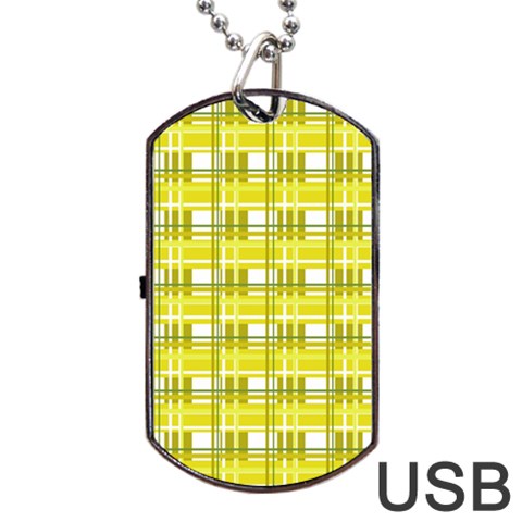Yellow plaid pattern Dog Tag USB Flash (One Side) from ArtsNow.com Front
