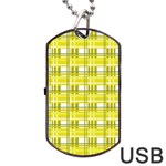 Yellow plaid pattern Dog Tag USB Flash (Two Sides) 