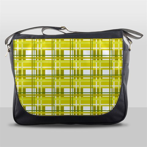 Yellow plaid pattern Messenger Bags from ArtsNow.com Front