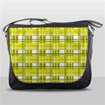 Yellow plaid pattern Messenger Bags