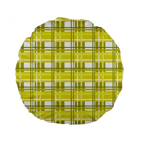 Yellow plaid pattern Standard 15  Premium Round Cushions from ArtsNow.com Front