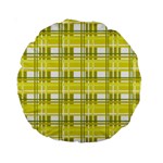 Yellow plaid pattern Standard 15  Premium Round Cushions