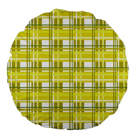 Yellow plaid pattern Large 18  Premium Round Cushions from ArtsNow.com Front