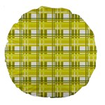 Yellow plaid pattern Large 18  Premium Round Cushions