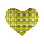 Yellow plaid pattern Standard 16  Premium Heart Shape Cushions