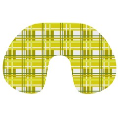 Yellow plaid pattern Travel Neck Pillows from ArtsNow.com Front