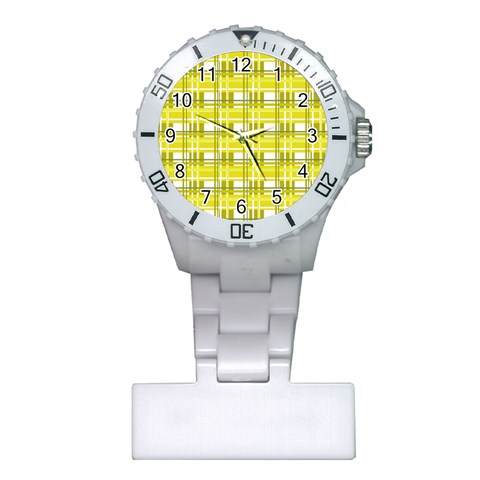 Yellow plaid pattern Plastic Nurses Watch from ArtsNow.com Front