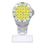 Yellow plaid pattern Plastic Nurses Watch