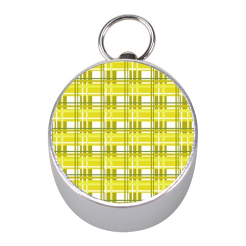 Yellow plaid pattern Mini Silver Compasses from ArtsNow.com Front