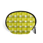 Yellow plaid pattern Accessory Pouches (Small) 