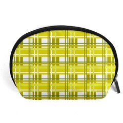 Yellow plaid pattern Accessory Pouches (Large)  from ArtsNow.com Front