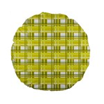 Yellow plaid pattern Standard 15  Premium Flano Round Cushions