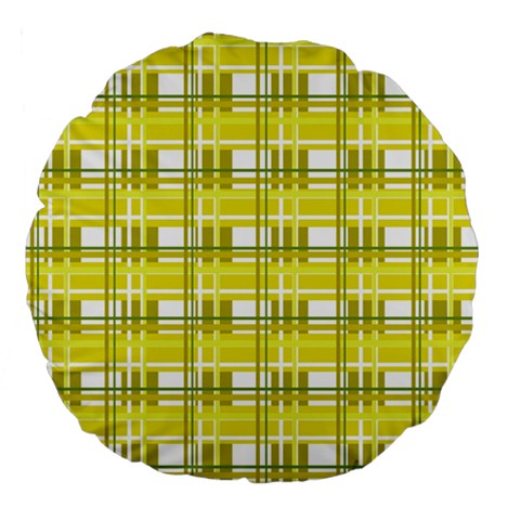 Yellow plaid pattern Large 18  Premium Flano Round Cushions from ArtsNow.com Front