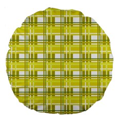 Yellow plaid pattern Large 18  Premium Flano Round Cushions from ArtsNow.com Front