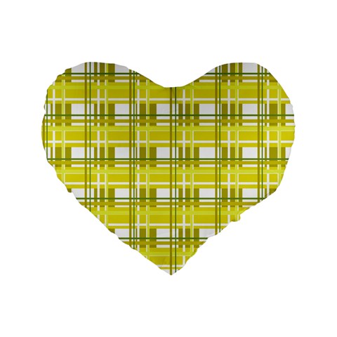 Yellow plaid pattern Standard 16  Premium Flano Heart Shape Cushions from ArtsNow.com Front