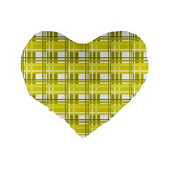 Yellow plaid pattern Standard 16  Premium Flano Heart Shape Cushions from ArtsNow.com Back