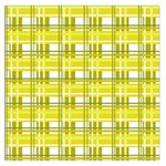 Yellow plaid pattern Large Satin Scarf (Square)