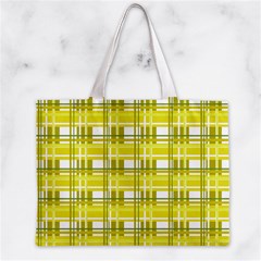 Yellow plaid pattern Zipper Mini Tote Bag from ArtsNow.com Front